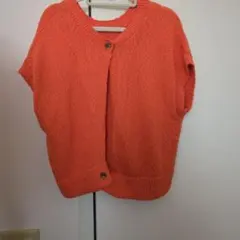 オレンジ ニットベスト ボタン付