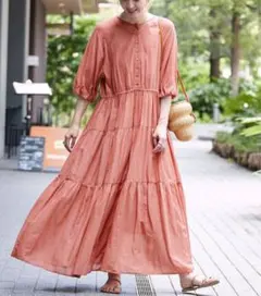 【新品タグ付き】B.C STOCK ボイルティアードバルーン袖ワンピース