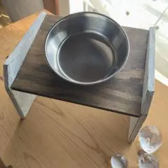 猫、小型犬用食器スタンド ステンレスボウル付き
