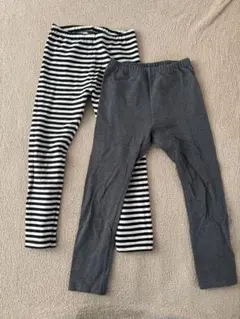 UNIQLO キッズレギンス 2枚セット ストライプ・グレー