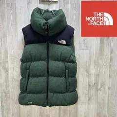 ノースフェイス ダウンベスト 肉厚 両面刺繍 700フィル カーキ S相当 軽量 ノースフェイス ダウンベスト 肉厚 両面刺繍 700フィル カーキ S