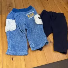 BOBSON 青いパンツ　GU ネイビーパンツ　裏起毛　80 2店セット