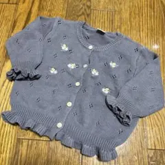【美品】tere g tere カーディガン 80 グレー 花柄刺繍