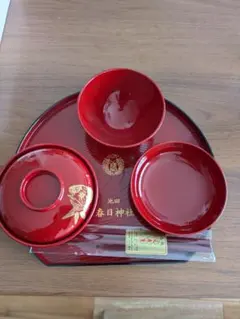お食い初め用赤い漆器セット