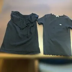 branshes 黒いフリル付きTシャツ ノースリーブ　半袖　2枚セット　130