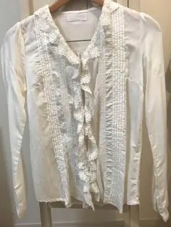 abc une face レース襟長袖ブラウス