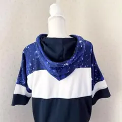 大きめサイズ 宇宙柄 ビッグT パーカー L