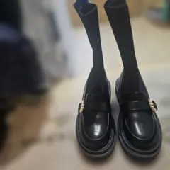 MUMU & CO. パール調装飾 ニットブーツ ブラックのサムネイル