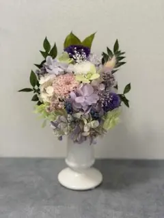 プリザーブドフラワー 仏花アレンジ、 Lサイズ、花器タッセル付