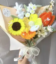 モールフラワー チャイラテ shop 枯れないお花 オレンジ 韓国花束