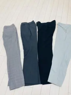 グレー チェック柄 スラックス ズボン　パンツ　GU 黒　グリーン