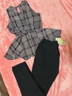 d.i.a. チェックシースルー ペプラムトップス×ブラックパンツセットアップ