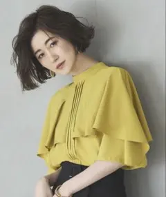 RUIRUE BOUTIQEピンタックケープスタンドカラーブラウス 半袖トップス