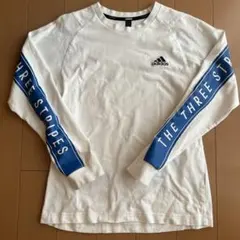 ADIDAS　アディダス 長袖 Tシャツ ストライプ 青 白 サッカーのサムネイル
