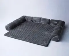 新品 暖かい グータラグ ベルメゾン クッション カバー グレー 冬用 起毛