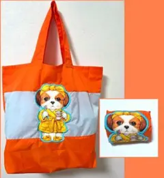 くるくる収納エコバッグ★コヤンイサムチョン★バミ★撥水★濃いめピンク×ベージュ