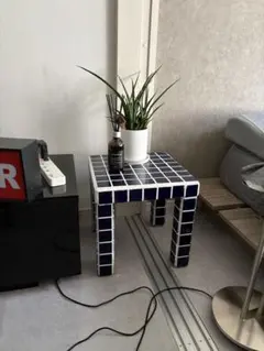 ご好評につき再販❗️】ホワイト×オレンジ タイルスツールテーブル