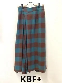 KBF+ デザインスカート　チェック　グリーン
