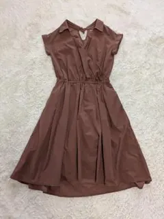 オフオン イトキン フレンチスリーブ ロングワンピース M ブラウン
