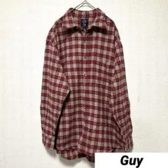 Guy 3L 赤チェック 長袖シャツ メンズ トップス コットン100%