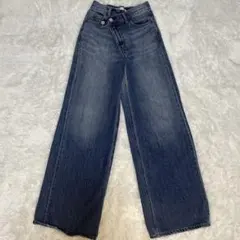 【(^^) 様専用】MOUSSY マウジー クロスウエスト ワイド デニム ブル