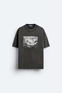 【未使用に近い】ZARA フォトプリントTシャツ ウォッシュ加工のサムネイル