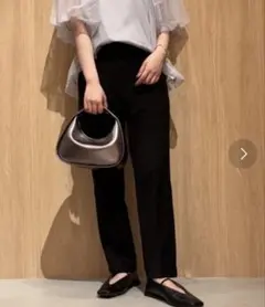 ミラオーウェン　後ゴムセンタープレステーパードパンツ【手洗い可能】