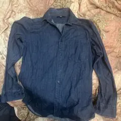 ダークブルー デニム 長袖シャツ