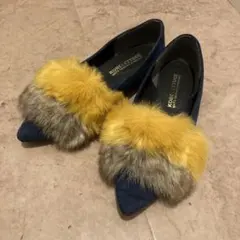 ネイビー フラットシューズ