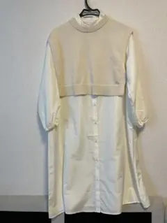 アイボリー セーター付きシャツ