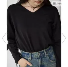ヌーディー2WAYVネックニットトップス　黒　ニット　セーター