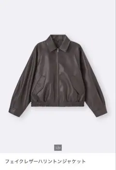 GU フェイクレザー ハリントンジャケット
