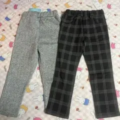 西松屋　パシオス　長ズボン　ボトムス　裏起毛　120サイズ 黒チェック　グレー
