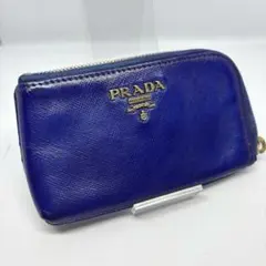 PRADA プラダ サフィアーノ コインケース ブルー ラウンドファスナー