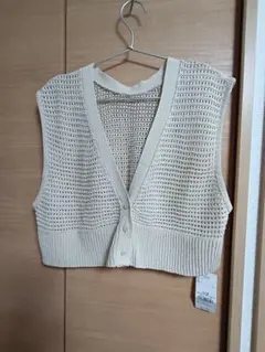 新品未使用 メッシュニットビスチェ エクリュ ジレ ベスト アース サイズF