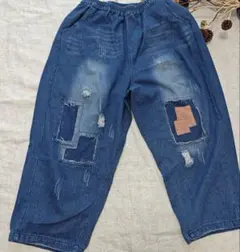 パッチワークデニムパンツ