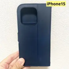 iPhone 15ケース 手帳型 耐衝撃 米軍MIL規格取得 ネイビー
