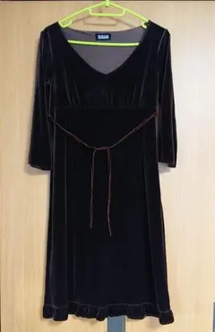 ベロア ワンピース 茶色