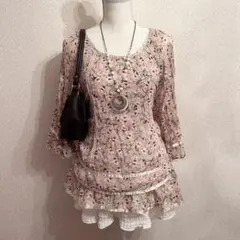 姫ギャル姫カジLIZ LISA系レース ワンピース 希少 花柄チュニック