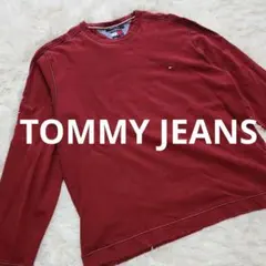 ​【人気カラー】トミーヒルフィガー ロンT ボルドー 刺繍ロゴ 白ステッチ XLのサムネイル