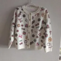 極美品muzza piano お菓子柄春カーディガンＳ(90～100)