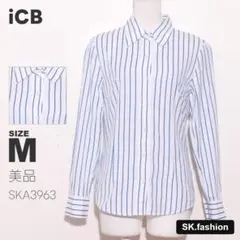 美品 iCB トップス シャツ　長袖　ストライプ柄　前ボタン　カジュアル　綿