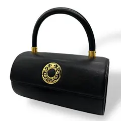 極美品 1713 HANAE MORI フォーマルバッグ 筒型 レザー ブラック