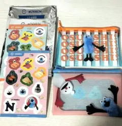 パペットスンスン　スシロー　コラボ　　クリアポーチ&シール