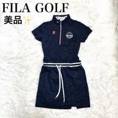 美品 FILA GOLF ワンピース ゴルフウェア 総柄 裏地付き ハーフジップ