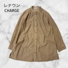 ＊チャージ＊【L】スエード調スタンドカラー長袖シャツチュニック　ポケットのサムネイル