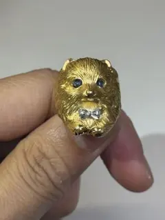 極美品】K18 豪華 猫モチーフ リング クリソベリルキャッツアイ 11.5号 