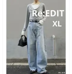 Re:EDIT リエディ　バレルレッグデニム　カーブパンツ　ワイドパンツ 　XL