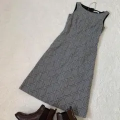 KUMIKYOKU 幾何学模様 ノースリーブ ワンピース