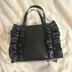 トリートユアセルフ frill leather totebag 黒 Sサイズ